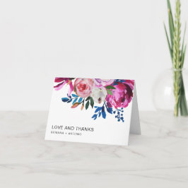 Bright Vibrant Rosa Modern Blommigt Bröllop Tack Kort