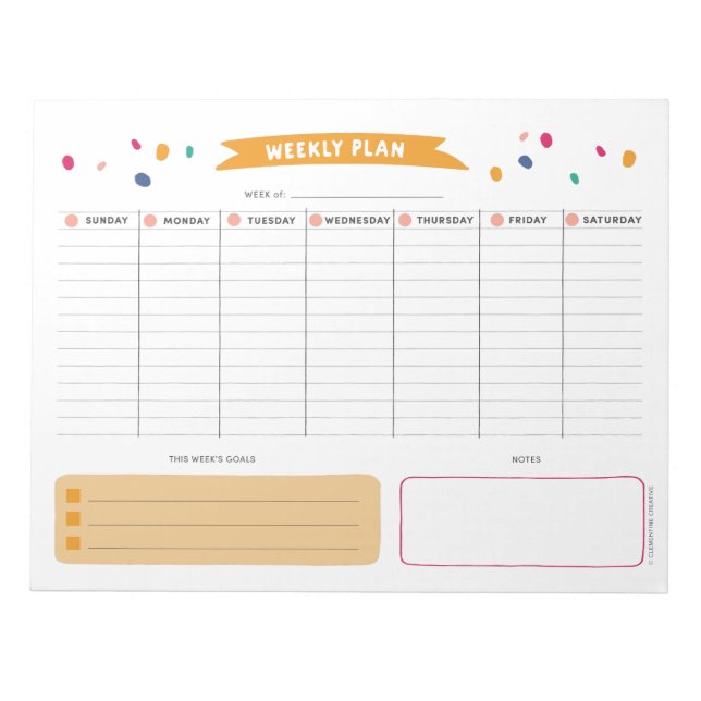 Bright Weekly Planner Notepad Anteckningsblock (Framsida)