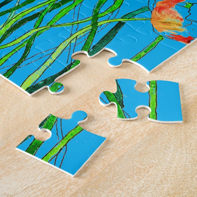 Bright Whimsique Colorful Vild Poppy Watercolor Pussel (Sidan)