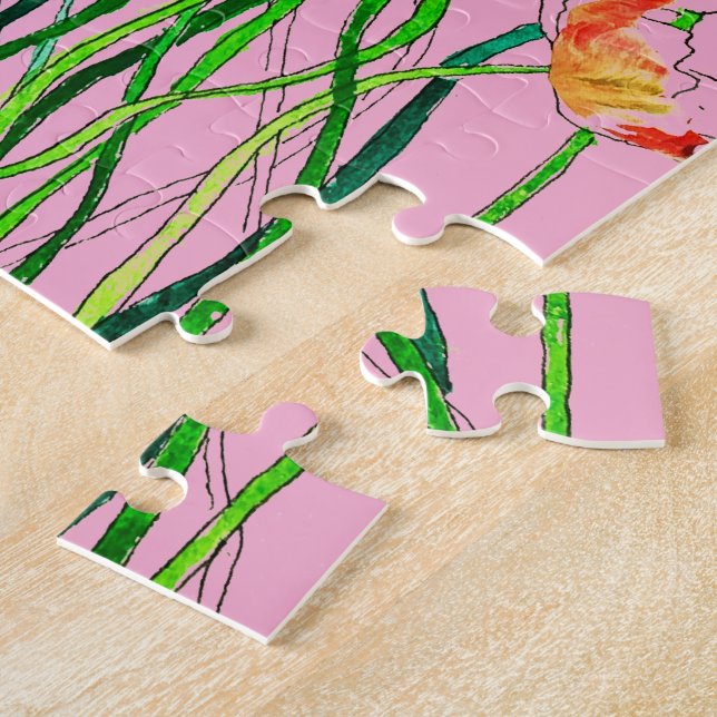 Bright Whimsique Colorful Vild Poppy Watercolor Pussel (Sidan)