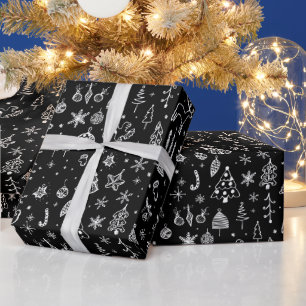 Bright white Black Boho Julgranar Snögubbe Presentpapper