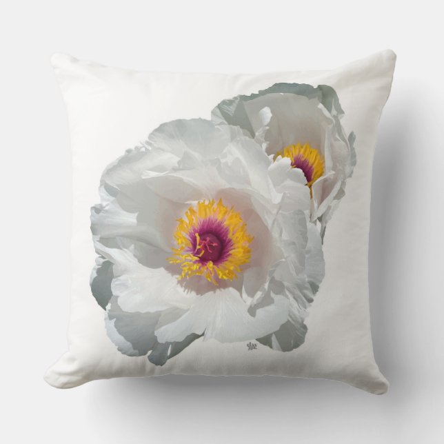 Bright White Peony Dekorativ kudde (Framsida)