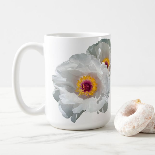 Bright White Peony Mugg (Med munk)