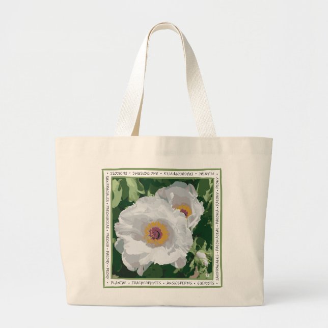 Bright White Peony Tote Jumbo Tygkasse (Framsidan)