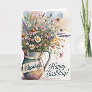 Bright WildblomBirthday Bouquet Hälsning Kort