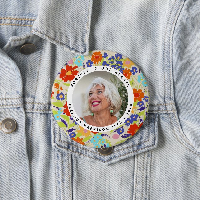 Bright Wildflower Memorial Photo Frame with Text Knapp (In Situ)