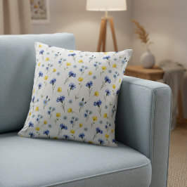 Bright Wildflower Poppy Cornflower Kudde