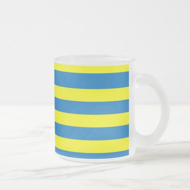 Bright Yellow and Blue Stripes Frostad Glasmugg (Höger)