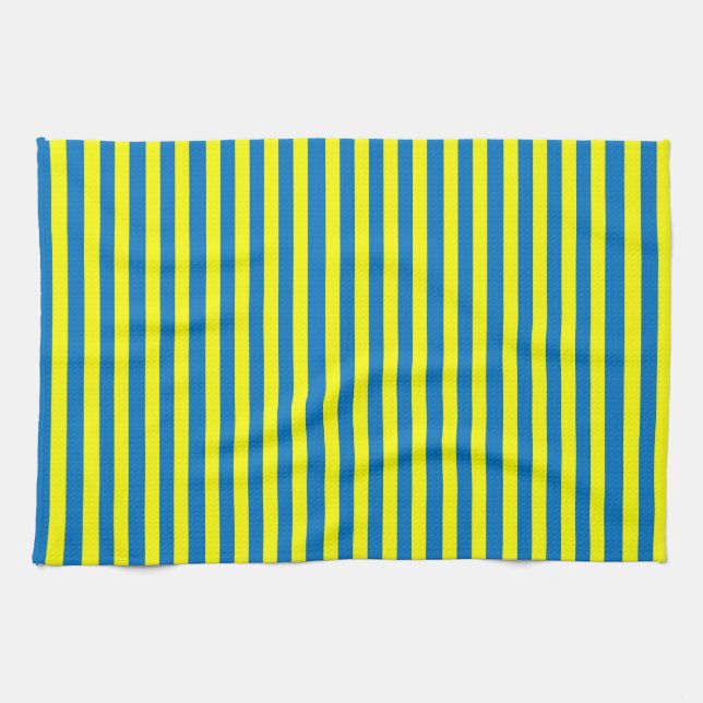 Bright Yellow and Blue Stripes Kökshandduk (Horisontell)
