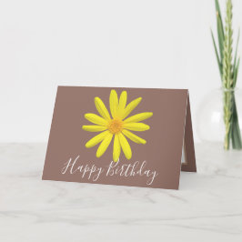 Bright Yellow Daisy Botanical Modern Chic Birthday Kort
