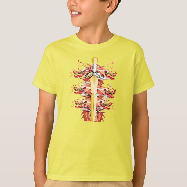 Bright Yellow Dragon Sword T Shirt (Framsida)