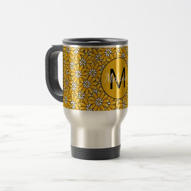 Bright Yellow Floral Pattern Personalised Resemugg (Framsida vänster)