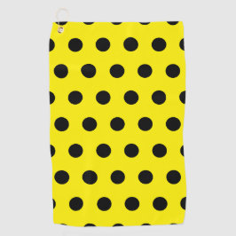 Bright Yellow Golf Towel with Black Dot Pattern