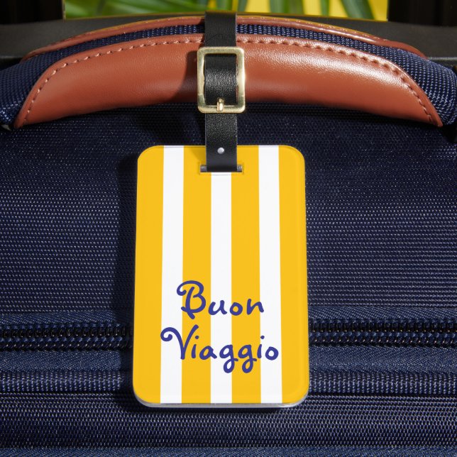 Bright Yellow Orange Stripes | Buon Viaggio Bagagebricka (Framsida Insitu 2)