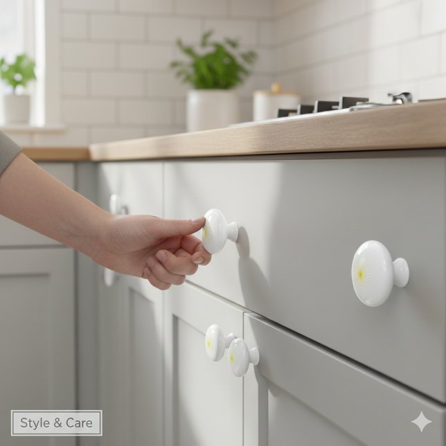 Bright Yellow Star Mark on Stylish Ceramic Knob Knopp (Bright Yellow Star Mark on Stylish Ceramic Knob)