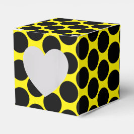 Bright Yellow with Black Dot Style Heart 2x2x2 Presentaskar