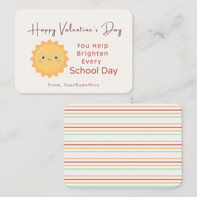Brighten Every School Day – Teacher Valentine Card Anteckningskort (Fram/baksida)