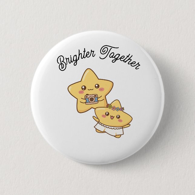 Brighter Together – Cute Couple Button Gift Knapp (Framsida)