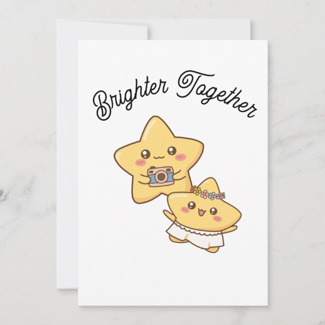 Brighter Together – Cute Couple Invitation  Inbjudningar (Framsida)