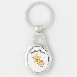 Brighter Together – Cute Couple keychain Gift Ovalt Silverfärgad Nyckelring