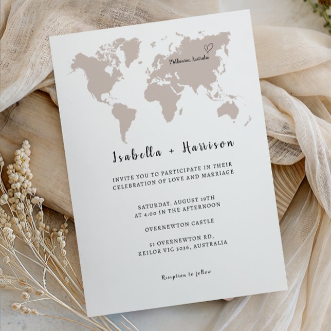 BRIGHTEST Wedding Invitation World Map Inbjudningar (Skapare uppladdad)