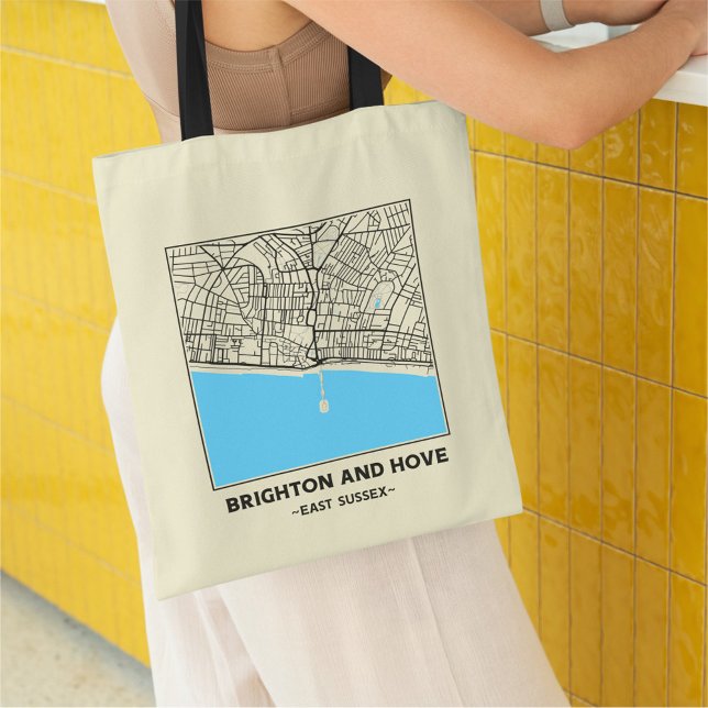 Brighton and Hove, East Sussex City Map Tote Bag Tygkasse (Skapare uppladdad)