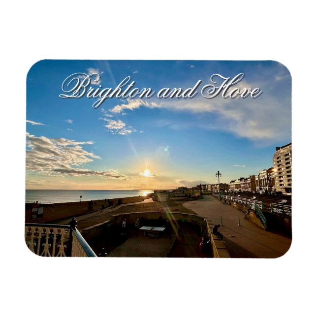 Brighton and Hove Seafront Sunset Photo Magnet (Horisontell)