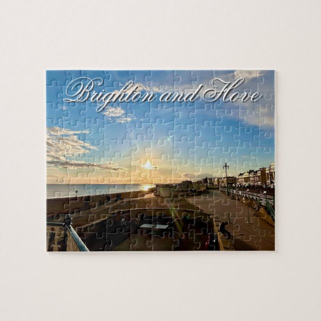 Brighton and Hove Seafront Sunset Photo Pussel (Horisontell)
