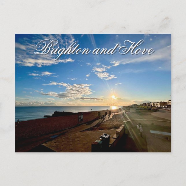 Brighton and Hove Seafront Sunset Photo Vykort (Framsida)