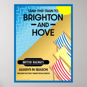 Brighton and Hove Tåg Travel Beach Art Poster