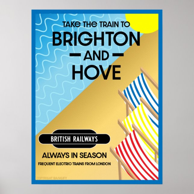 Brighton and Hove Tåg Travel Beach Art Poster (Framsidan)