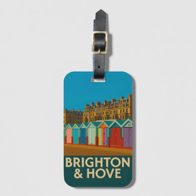 Brighton Beach Huts - Färgfläcksliknande utskrift Bagagebricka (Framsida vertikal)