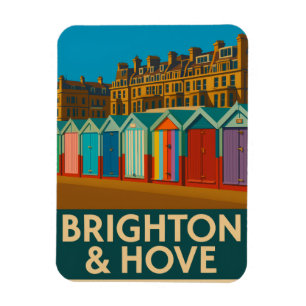 Brighton Beach Huts - Färgfläcksliknande utskrift Magnet