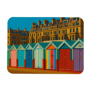 Brighton Beach Huts - Färgfläcksliknande utskrift Magnet