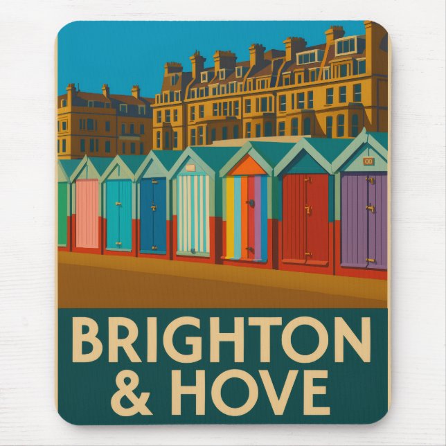 Brighton Beach Huts - Färgfläcksliknande utskrift Musmatta (Framsidan)