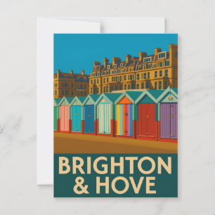 Brighton Beach Huts - Färgfläcksliknande utskrift Vykort