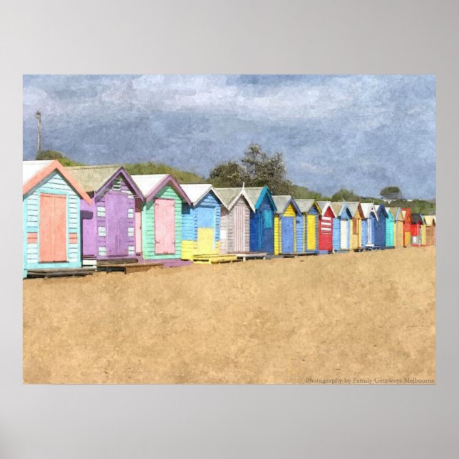 Brighton Beach Huts Poster (Framsidan)