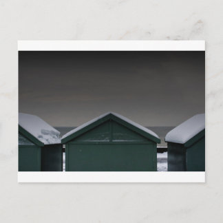 Brighton Beach huts snö Vykort