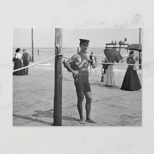 Brighton Beach Lifeguard, tidigt 1900-talet Vykort (Framsida)