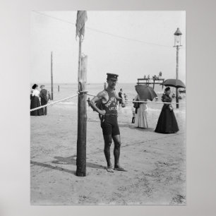 Brighton Beach Livräddare, 1906. Vintage foto Poster