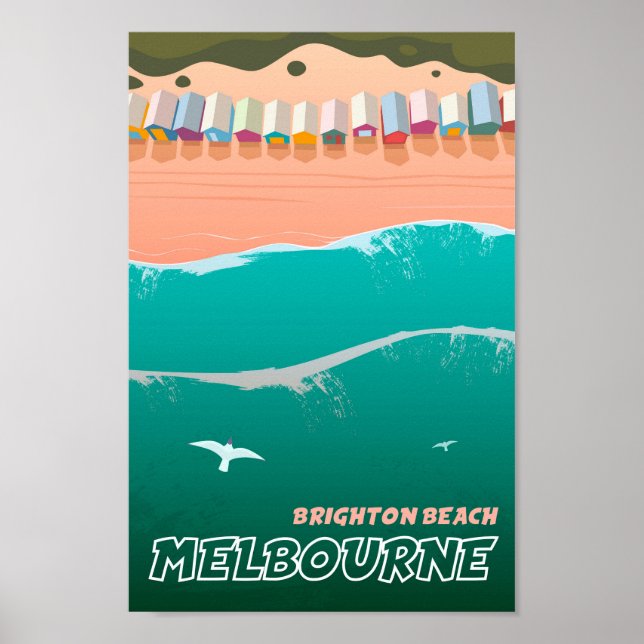 Brighton Beach Melbourne Australia Vintage resor Poster (Framsidan)