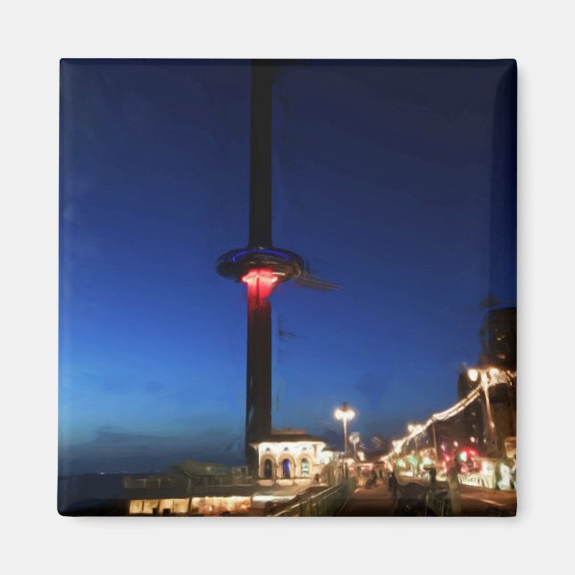 Brighton British Airways i360 på natten Magnet (Framsidan)