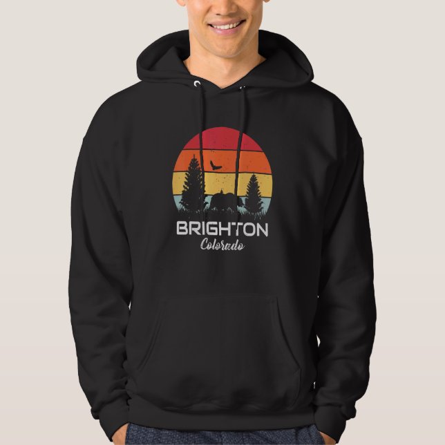 Brighton Colorado Mountain Forest Retro Sunset Hoodie (Framsida)