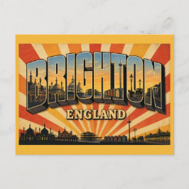 Brighton England Kust & Royal Pavilion Retro Vykort