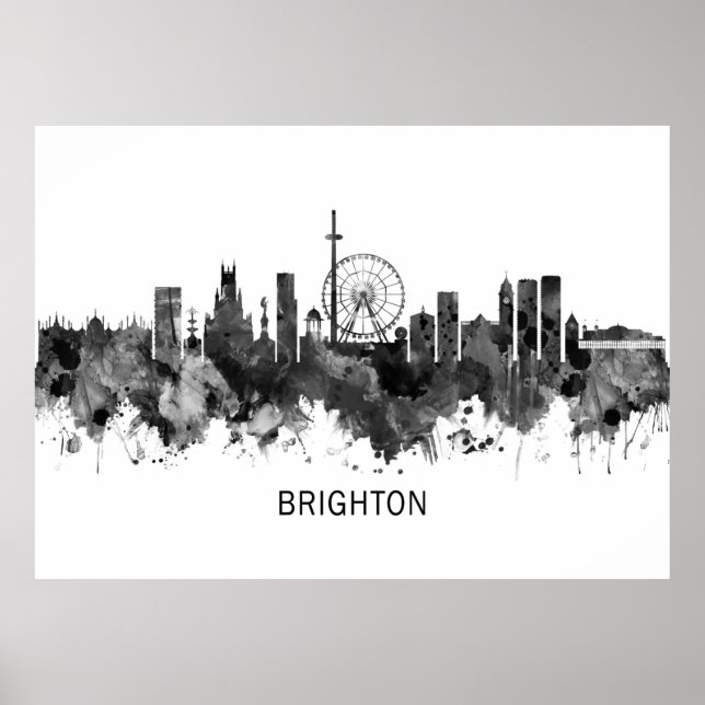 Brighton England Skyline BW Poster (Framsidan)