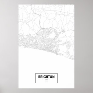 Brighton England (svarten på vit) Poster