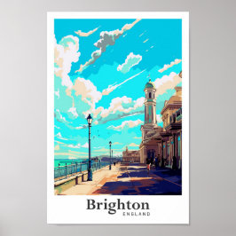 Brighton England Vintage resor Porträtt Poster