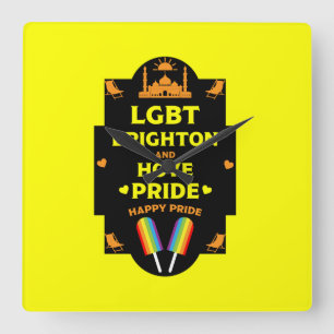 Brighton Gay pride Fyrkantig Klocka
