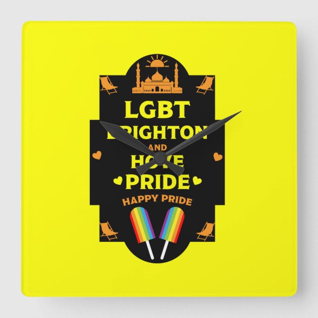 Brighton Gay pride Fyrkantig Klocka (Framsida)