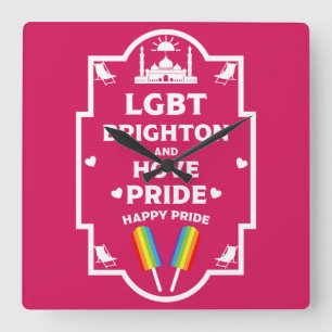 Brighton Gay pride Fyrkantig Klocka